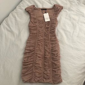 New Zara ruched tulle dress